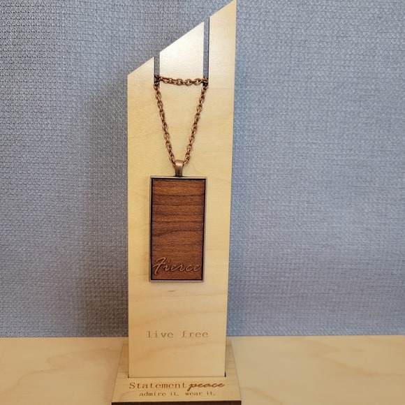 FIERCE  NWT  Copper Wood Pendant Necklace Copper Link Chain USA Handcrafted - Picture 5 of 11